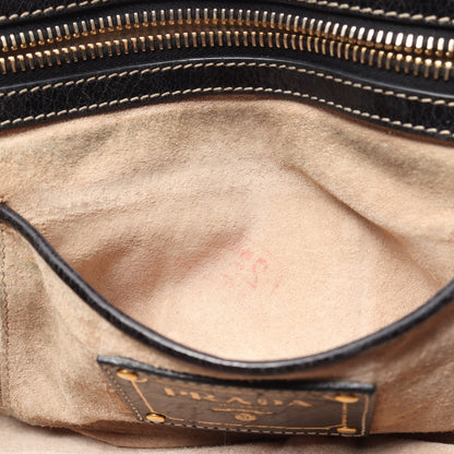 VITELLO SHINE チェーンショルダーバッグ レザー ブラック プラダ バッグ PRADA