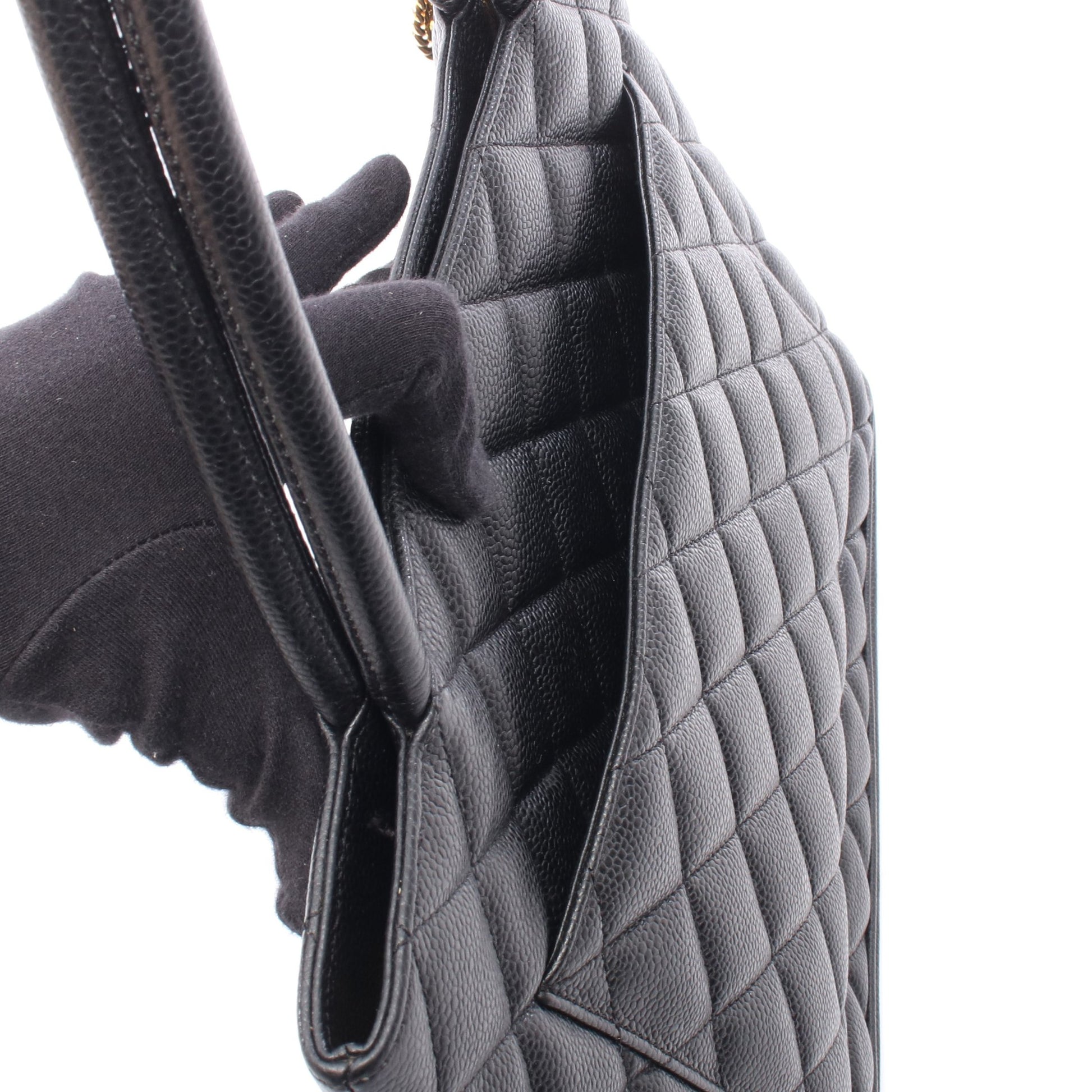 復刻トート ハンドバッグ トートバッグ キャビアスキン ブラック ゴールド金具 シャネル バッグ CHANEL