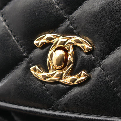 マトラッセ ショルダーバッグ ラムスキン ブラック ゴールド金具 シャネル バッグ CHANEL