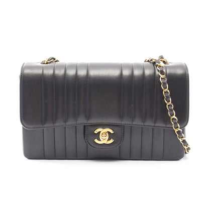 マドモアゼルステッチ チェーンショルダーバッグ ラムスキン ブラック ゴールド金具 シャネル バッグ CHANEL