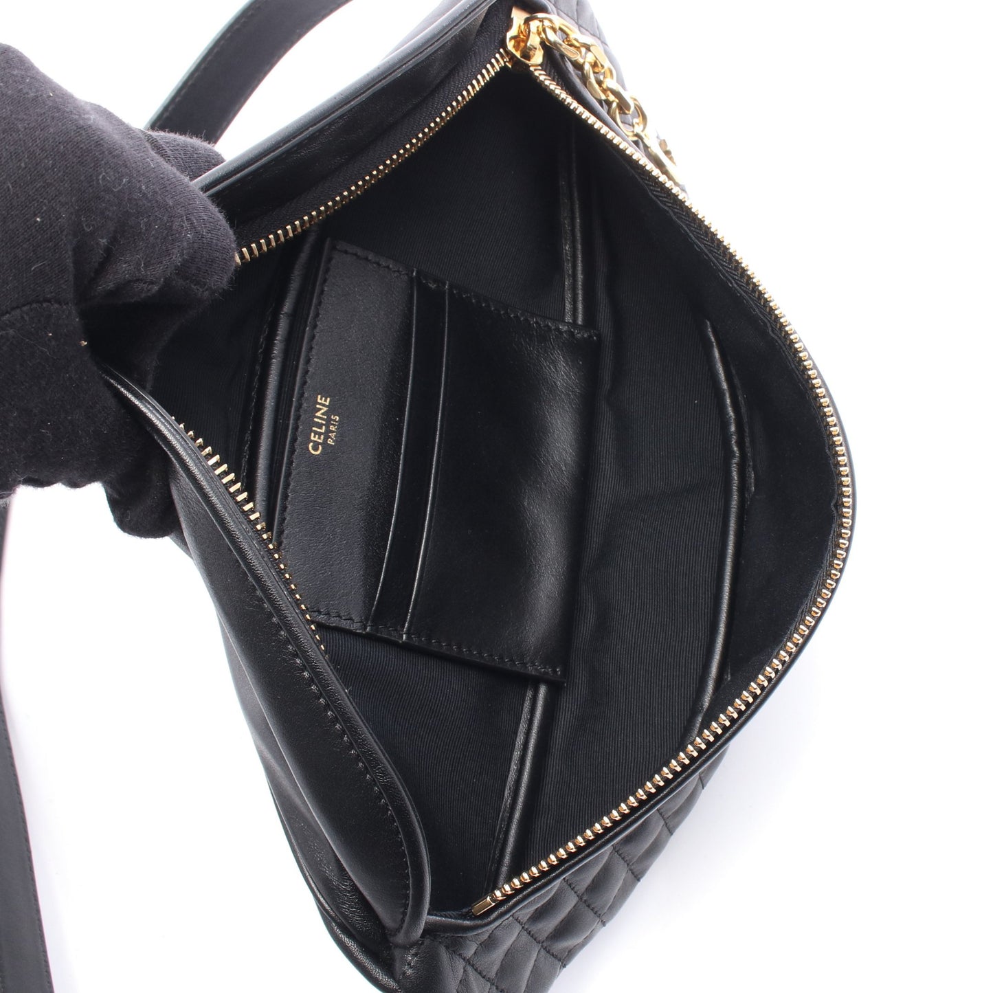 Cチャーム ボディバッグ ウエストバッグ ラムスキン ブラック セリーヌ バッグ CELINE