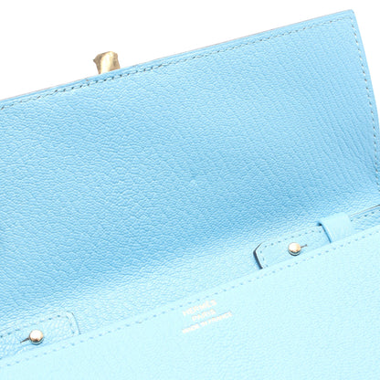 シネティック トゥーゴー セレステ ショルダーバッグ シェーブル ブルー ゴールド金具 D刻印 エルメス バッグ HERMES