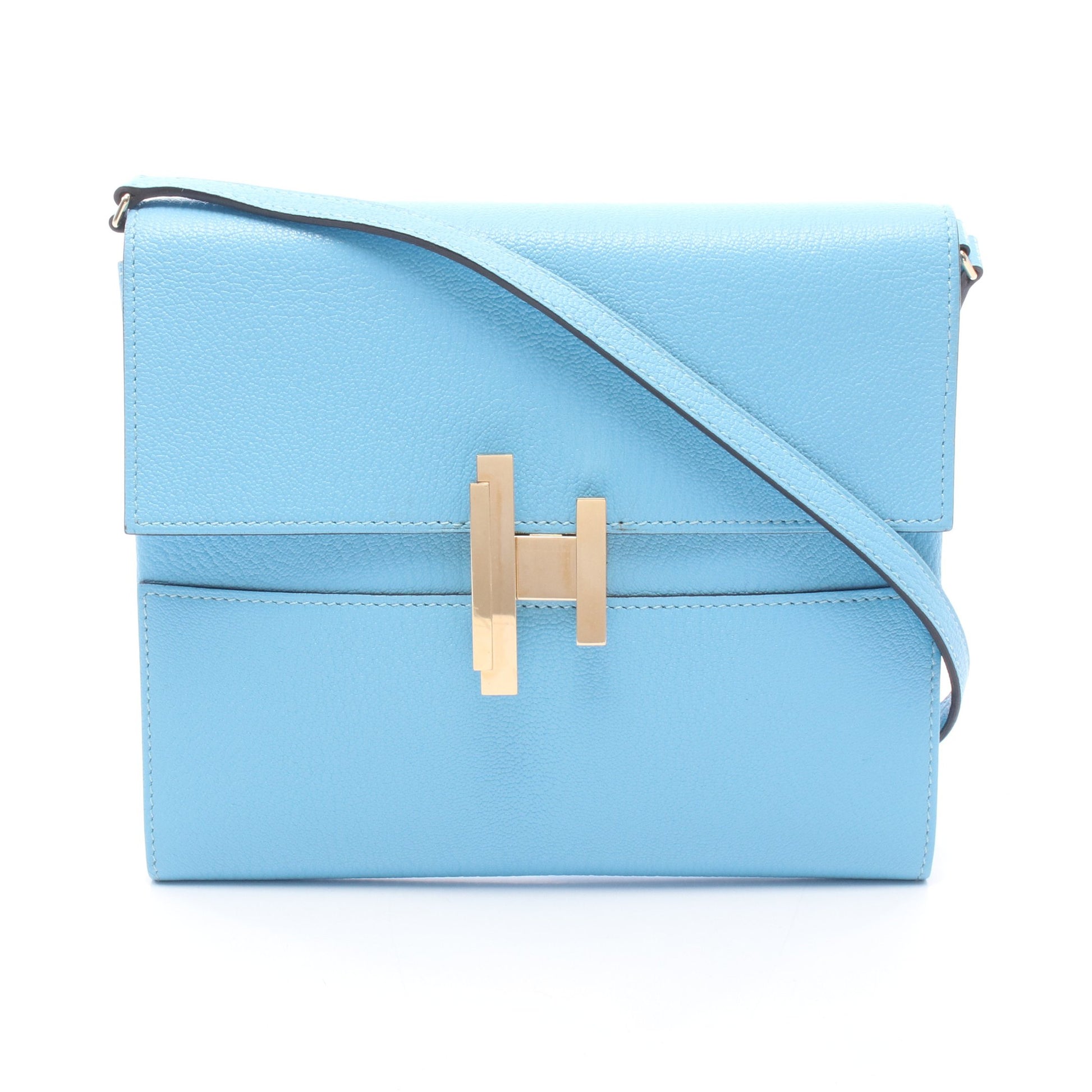 シネティック トゥーゴー セレステ ショルダーバッグ シェーブル ブルー ゴールド金具 D刻印 エルメス バッグ HERMES