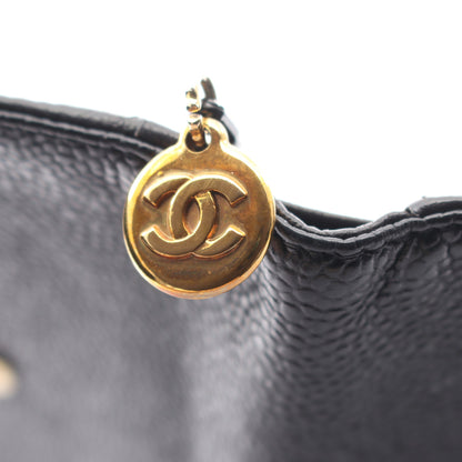 ココマーク 三つ折り財布 キャビアスキン ブラック ゴールド金具 シャネル 財布・小物 CHANEL
