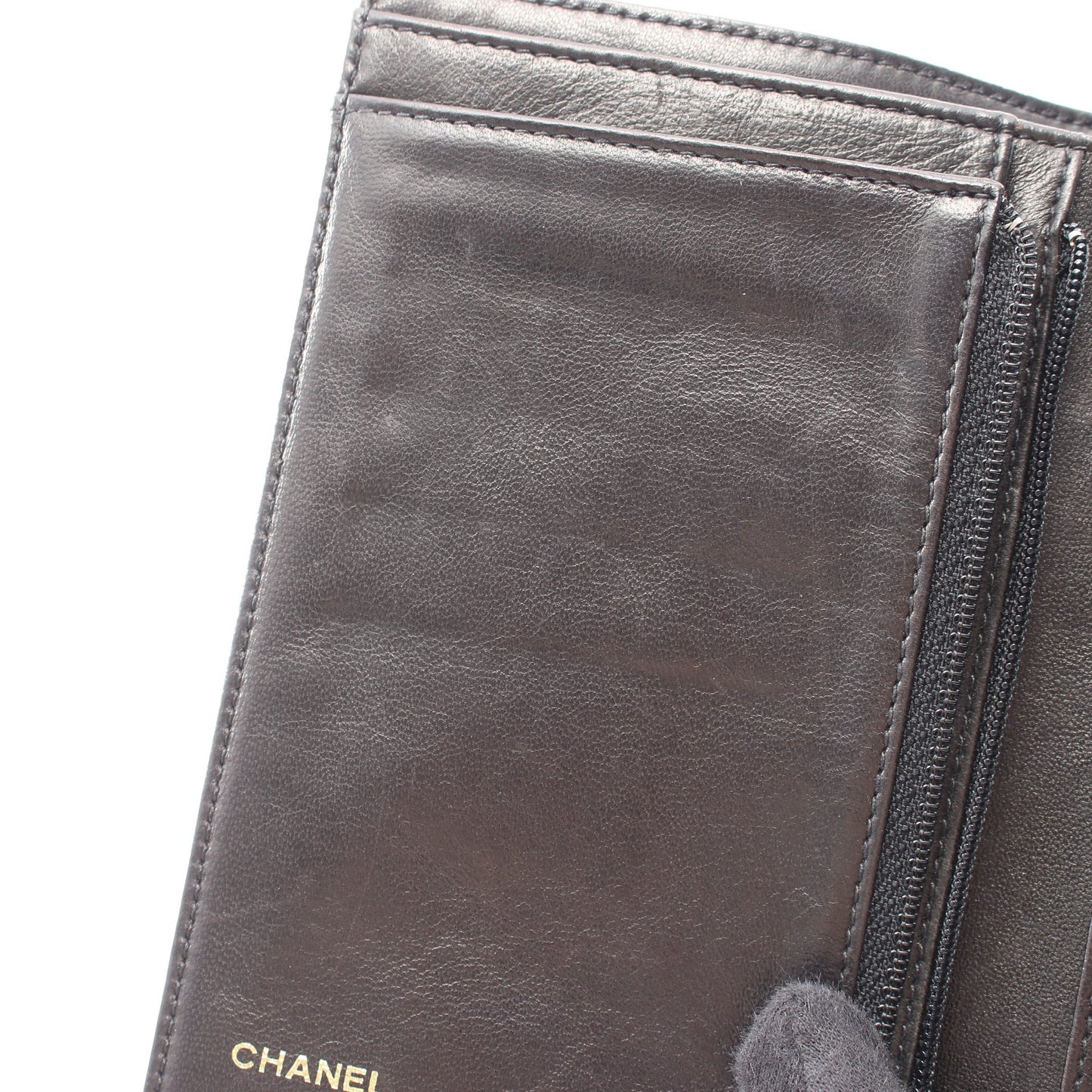 ココマーク 三つ折り財布 キャビアスキン ブラック ゴールド金具 シャネル 財布・小物 CHANEL