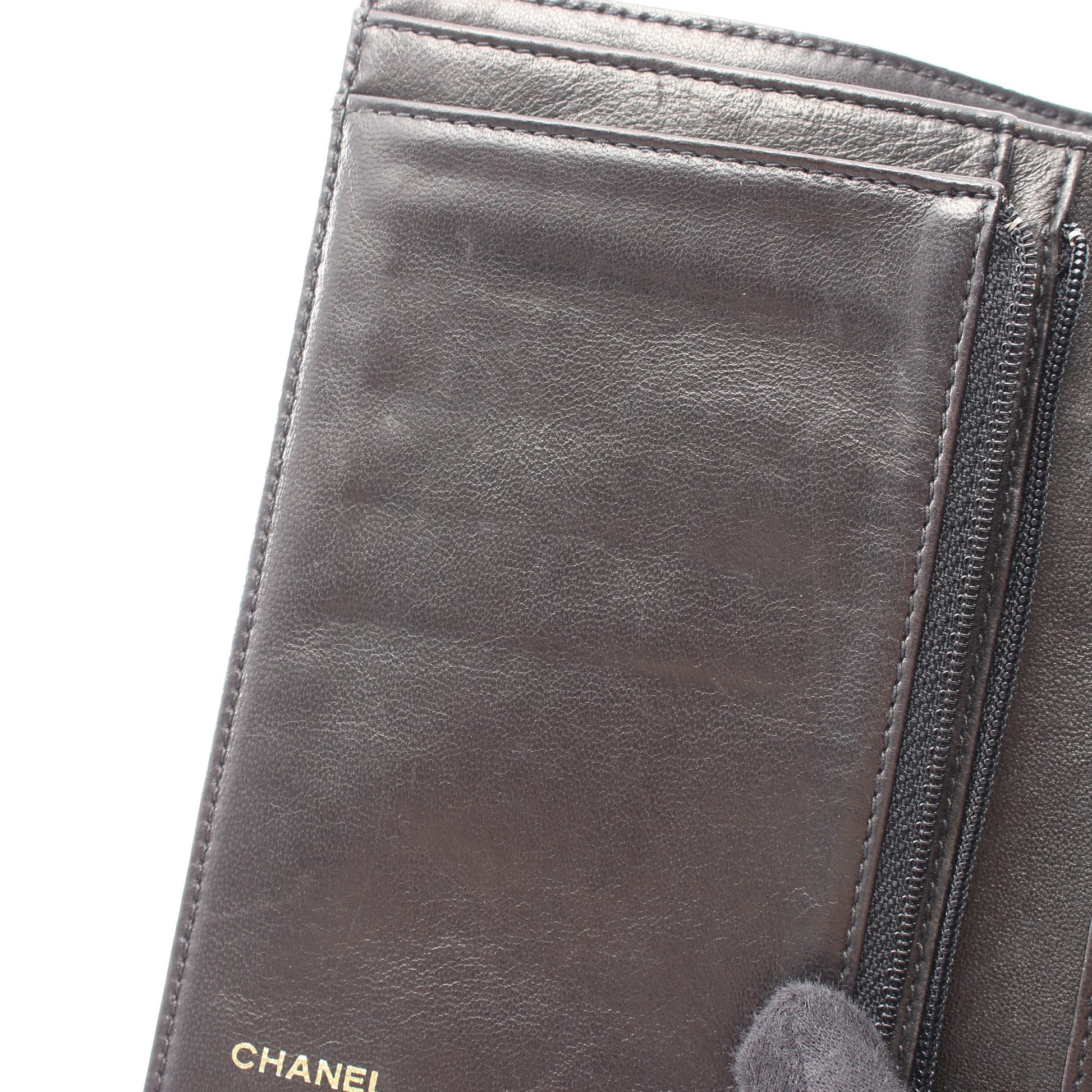 ココマーク 三つ折り財布 キャビアスキン ブラック ゴールド金具 シャネル 財布・小物 CHANEL