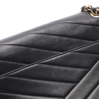 バイアスステッチ チェーンショルダーバッグ ラムスキン ブラック ゴールド金具 シャネル バッグ CHANEL