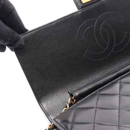 マトラッセ チェーンショルダーバッグ ラムスキン ブラック ゴールド金具 シャネル バッグ CHANEL