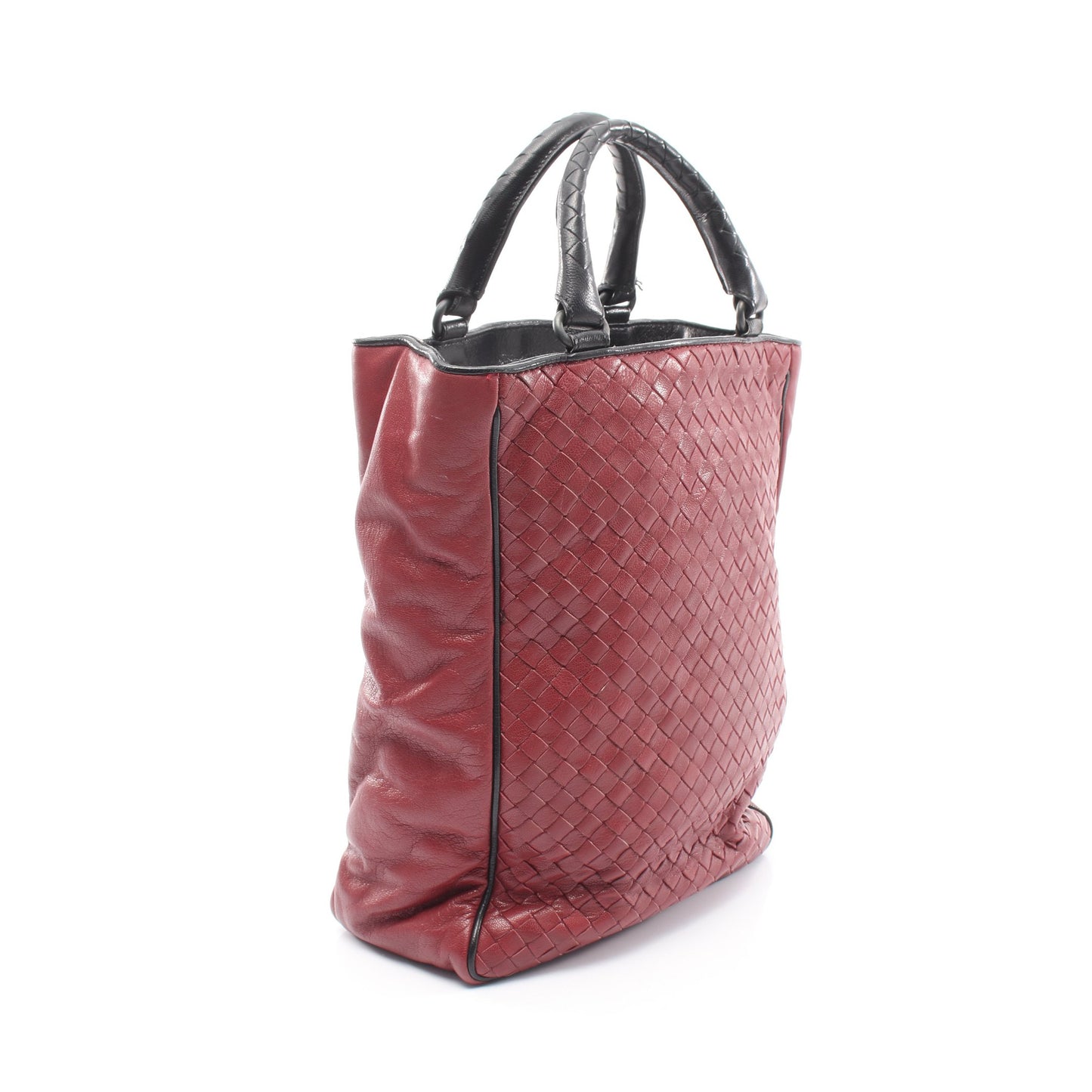 イントレチャート 2WAY ハンドバッグ レザー ボルドー ブラック ボッテガヴェネタ バッグ BOTTEGA VENETA
