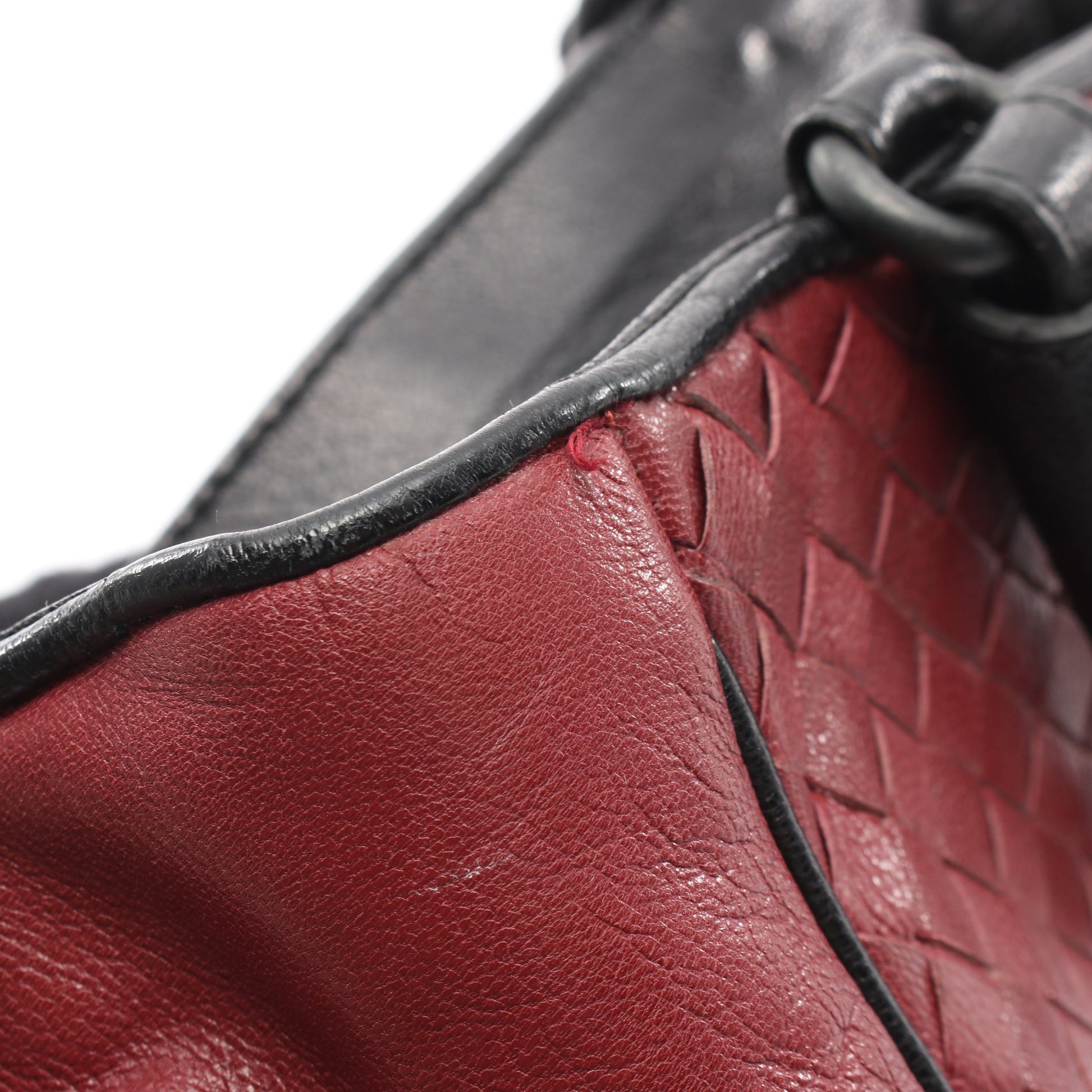 イントレチャート 2WAY ハンドバッグ レザー ボルドー ブラック ボッテガヴェネタ バッグ BOTTEGA VENETA