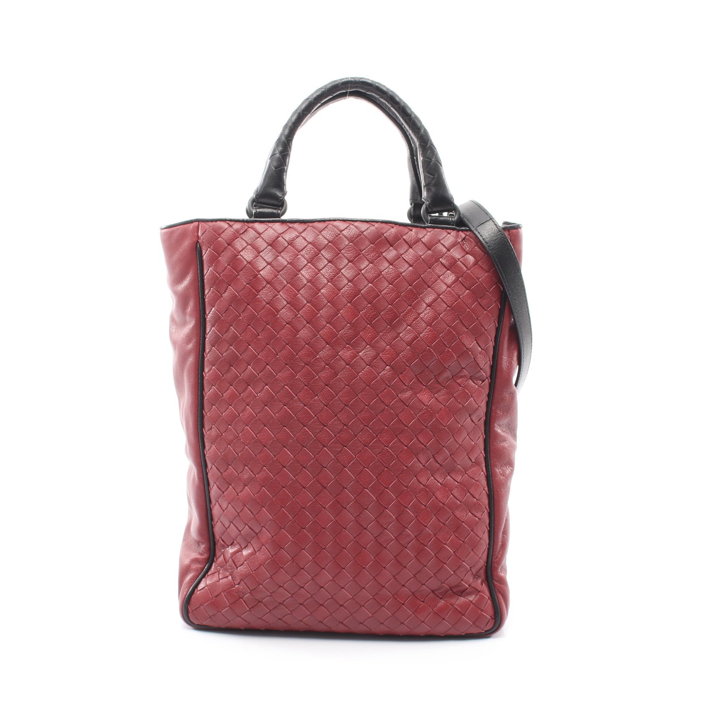 イントレチャート 2WAY ハンドバッグ レザー ボルドー ブラック ボッテガヴェネタ バッグ BOTTEGA VENETA