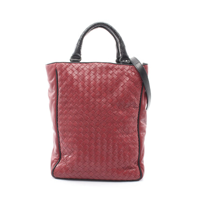 イントレチャート 2WAY ハンドバッグ レザー ボルドー ブラック ボッテガヴェネタ バッグ BOTTEGA VENETA