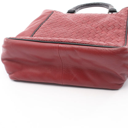 イントレチャート 2WAY ハンドバッグ レザー ボルドー ブラック ボッテガヴェネタ バッグ BOTTEGA VENETA