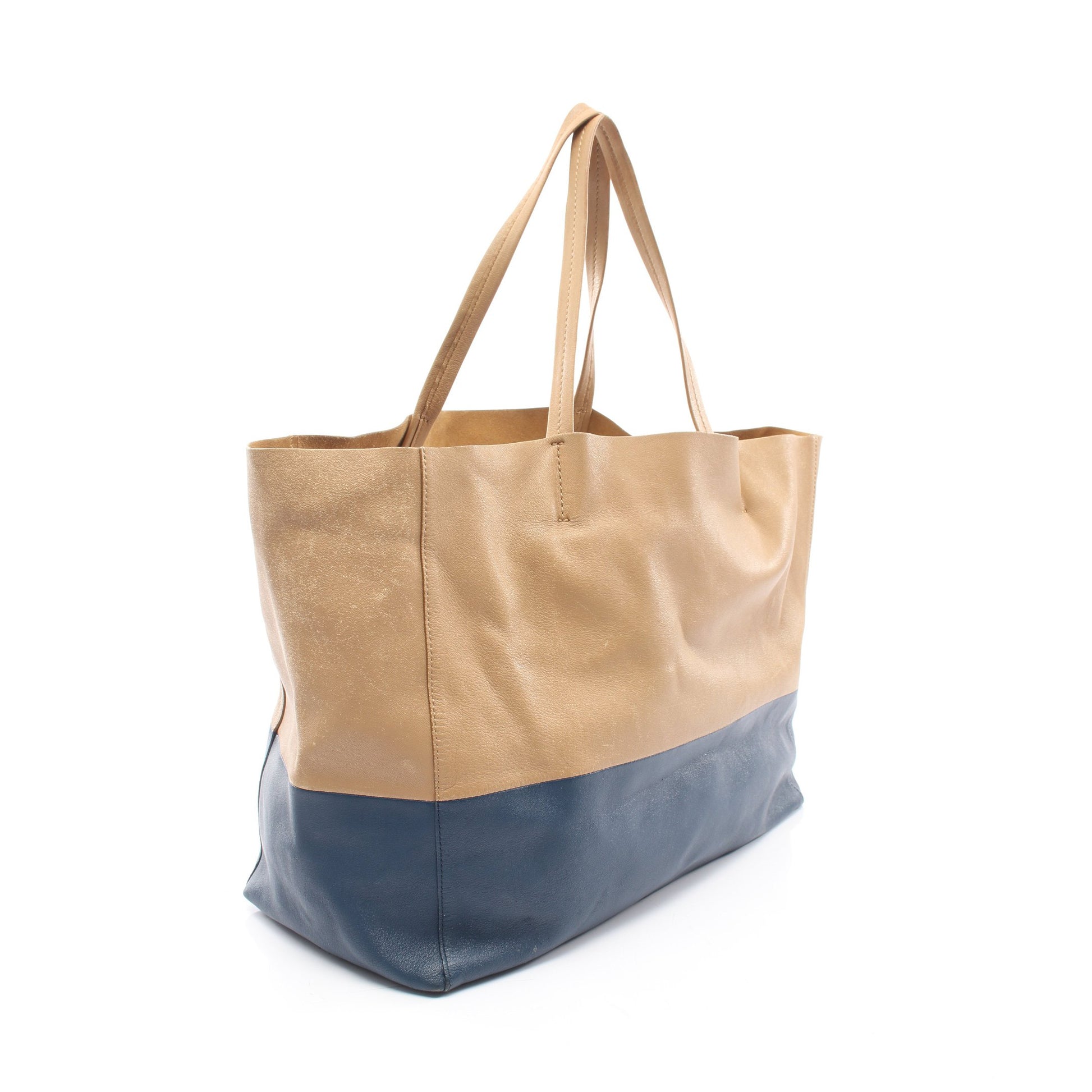 ホリゾンタルカバ バイカラー ショルダーバッグ トートバッグ レザー ベージュ ネイビー セリーヌ バッグ CELINE