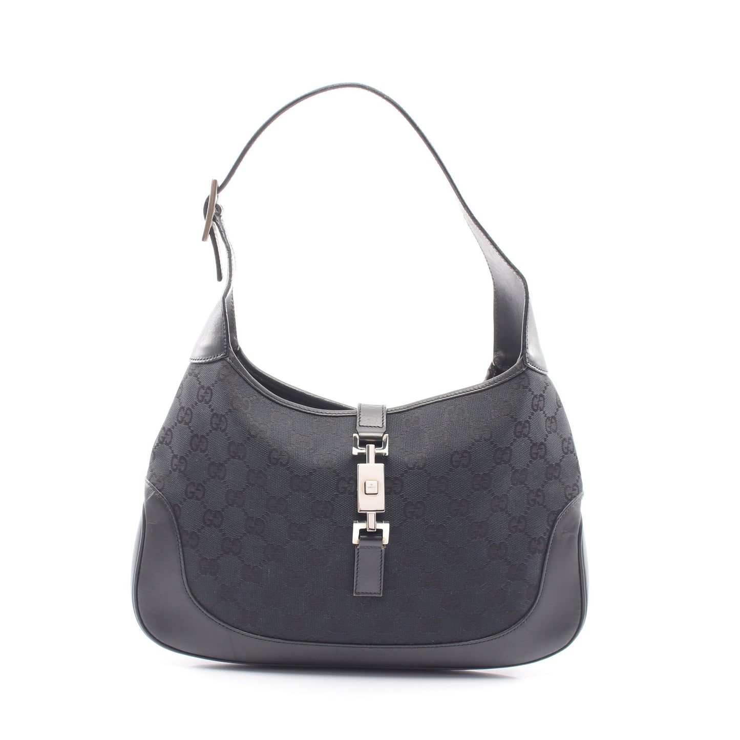 ジャッキー GGキャンバス ワンショルダーバッグ キャンバス レザー ブラック グッチ バッグ GUCCI