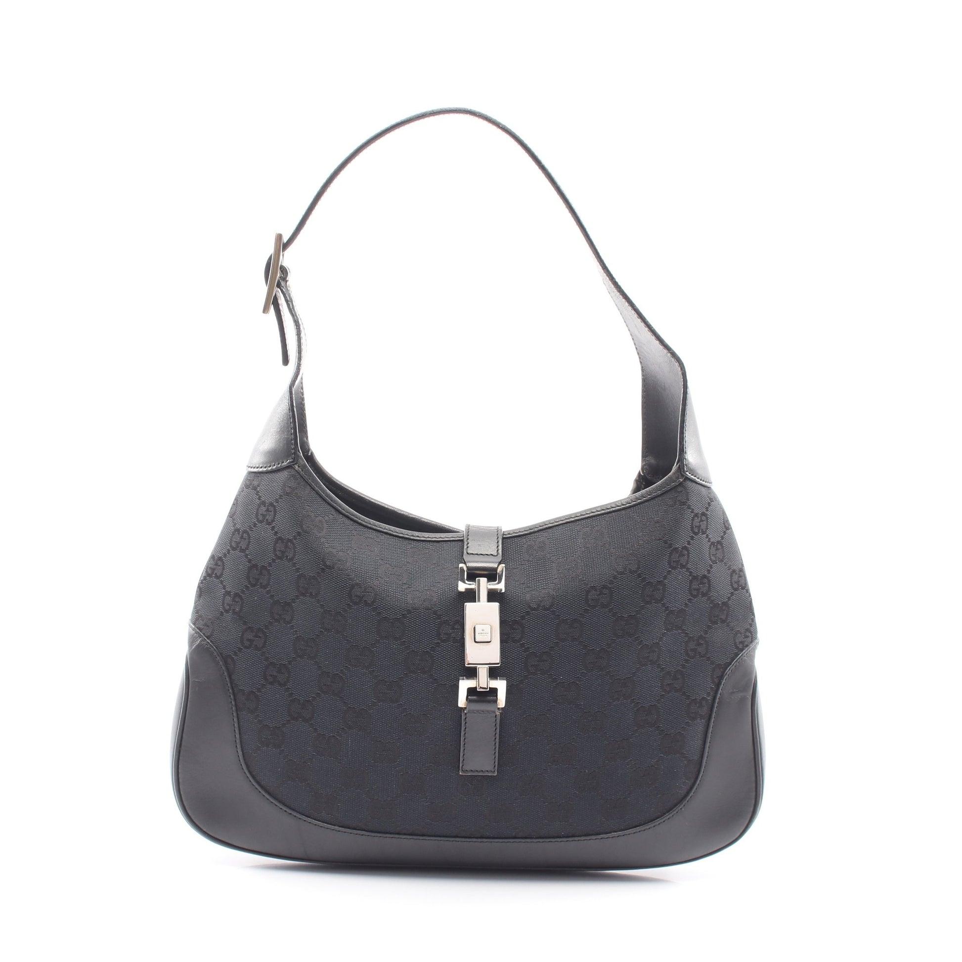 ジャッキー GGキャンバス ワンショルダーバッグ キャンバス レザー ブラック グッチ バッグ GUCCI