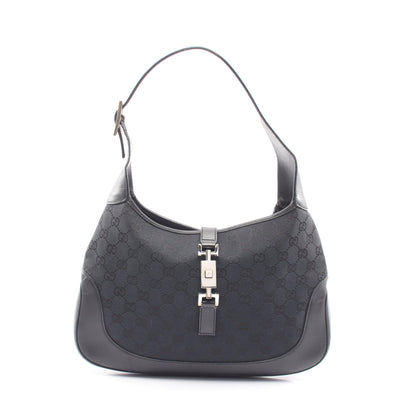 ジャッキー GGキャンバス ワンショルダーバッグ キャンバス レザー ブラック グッチ バッグ GUCCI