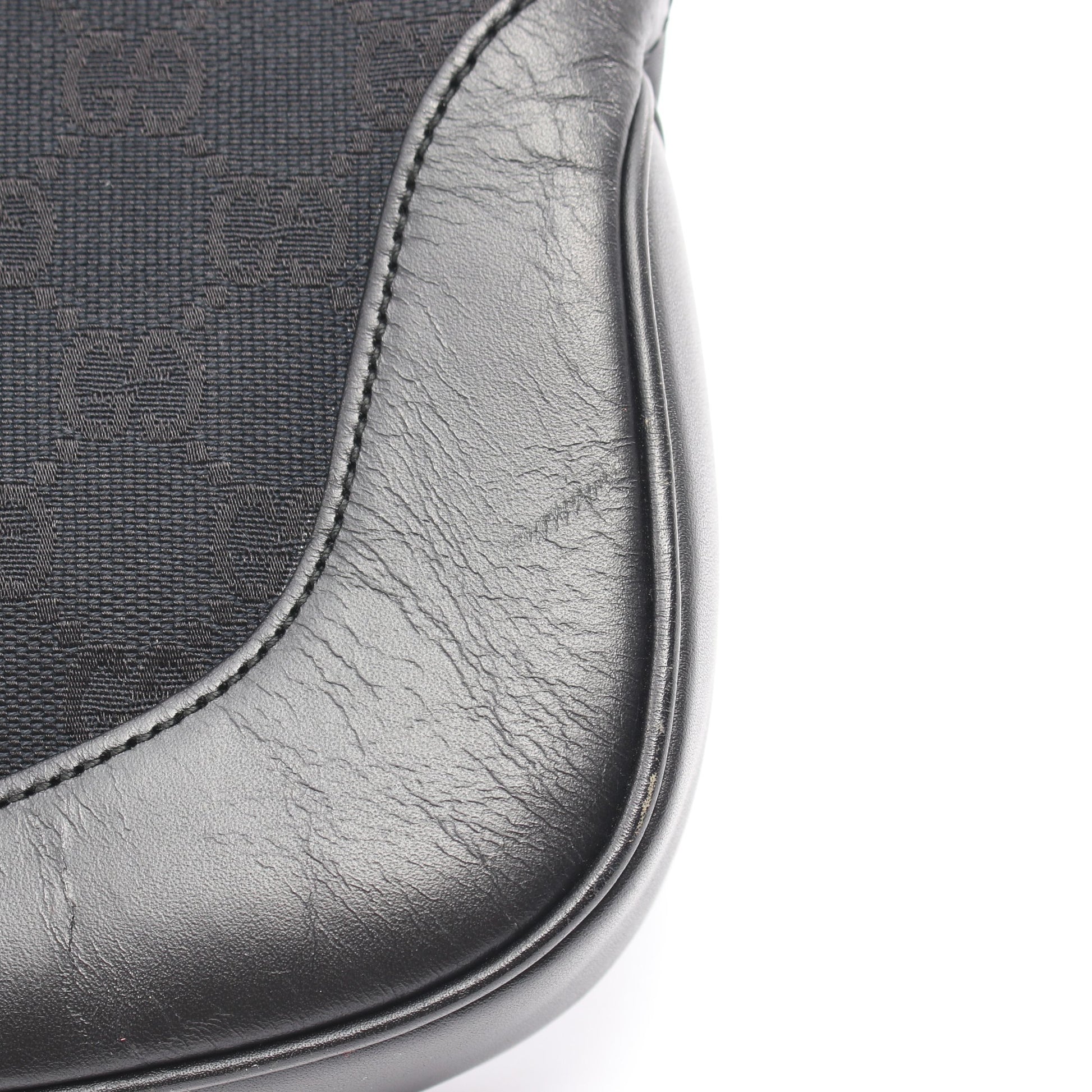 ジャッキー GGキャンバス ワンショルダーバッグ キャンバス レザー ブラック グッチ バッグ GUCCI
