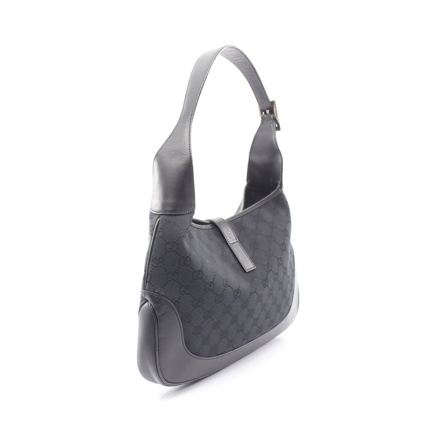 ジャッキー GGキャンバス ワンショルダーバッグ キャンバス レザー ブラック グッチ バッグ GUCCI