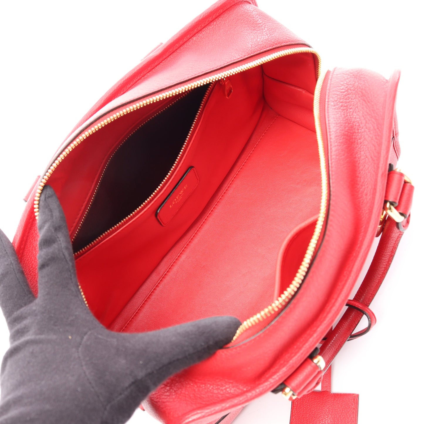 アマソナ28 ハンドバッグ レザー レッド ロエベ バッグ LOEWE