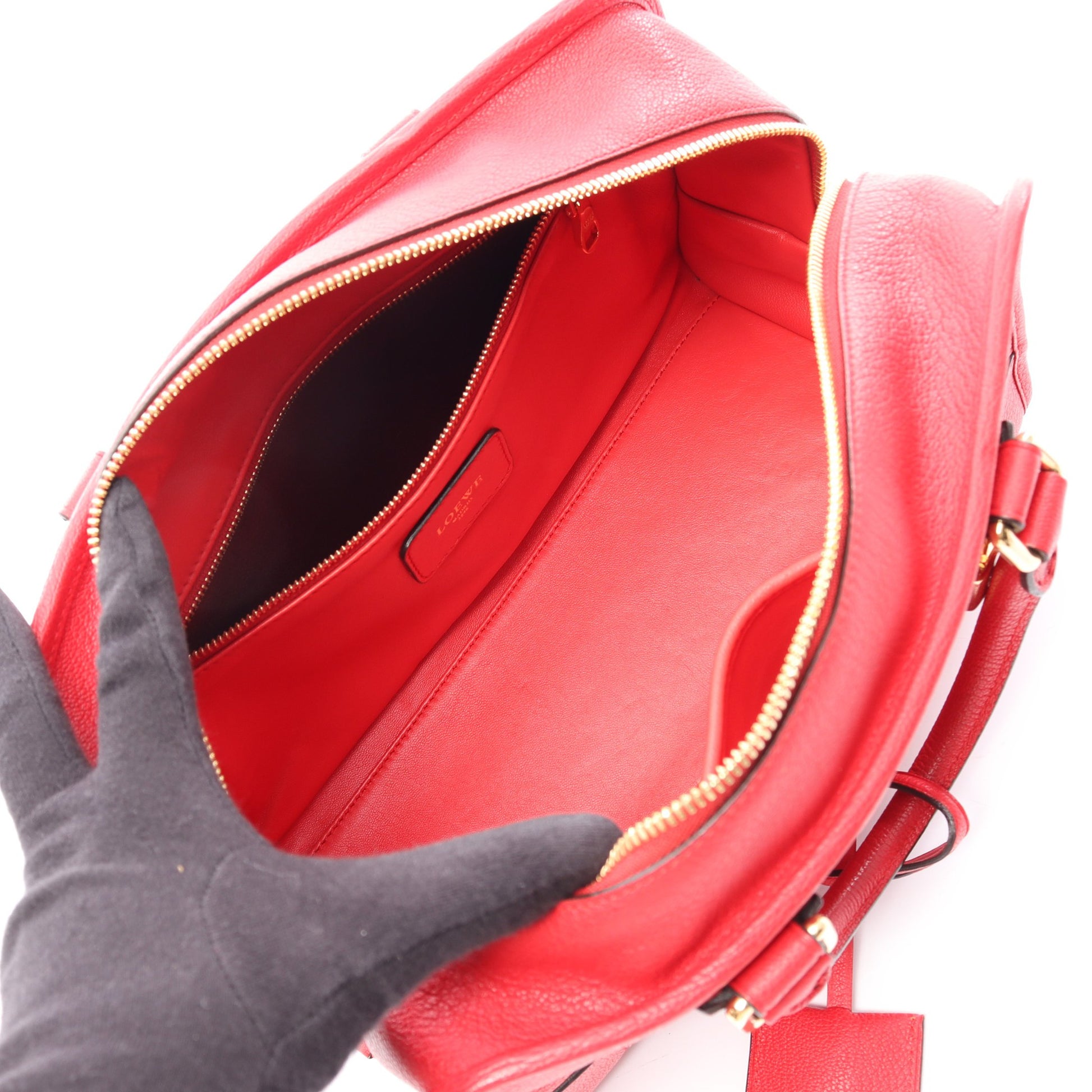 アマソナ28 ハンドバッグ レザー レッド ロエベ バッグ LOEWE