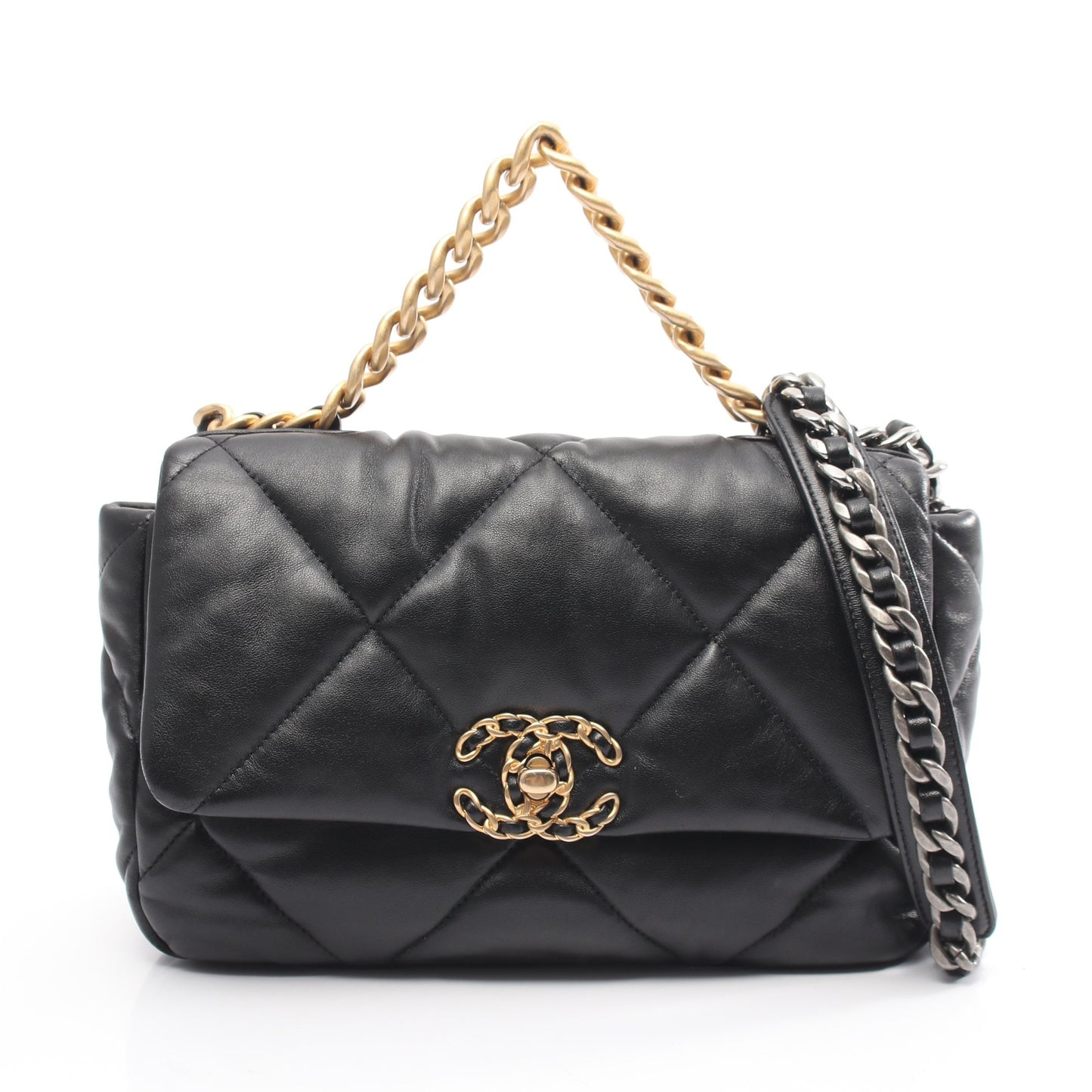 19 ディズヌフ マトラッセ コンビ金具 2WAY チェーンショルダーバッグ ラムスキン ブラック シャネル バッグ CHANEL