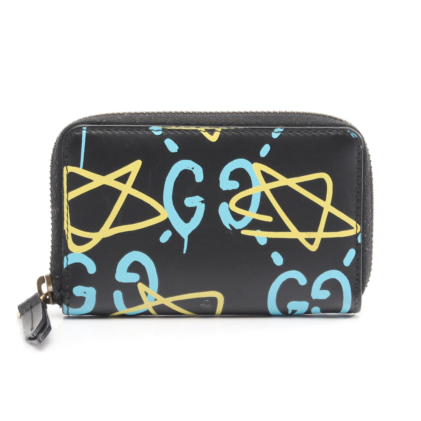 ゴースト カードケース コインケース レザー ブラック ライトブルー イエロー グッチ 財布・小物 GUCCI