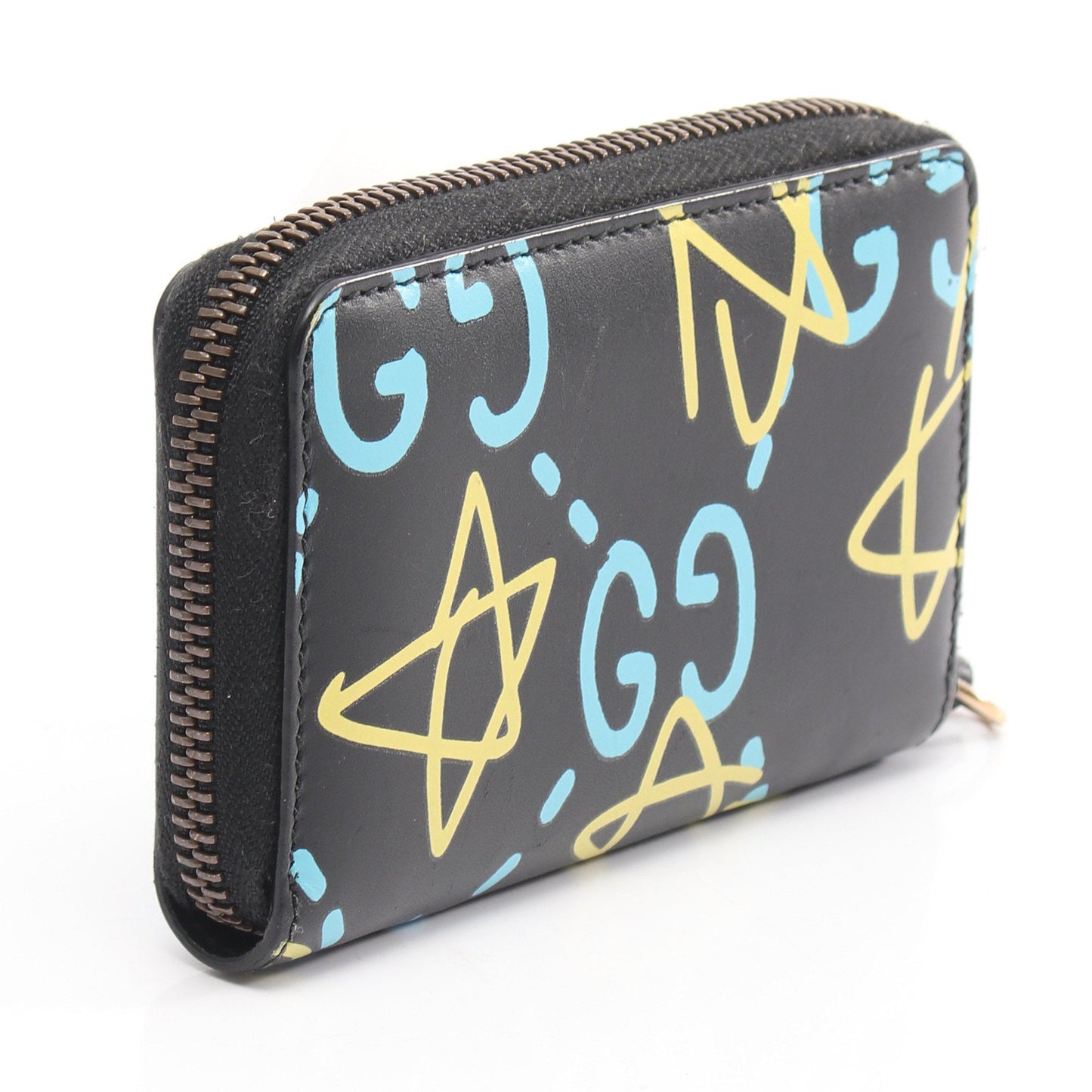 ゴースト カードケース コインケース レザー ブラック ライトブルー イエロー グッチ 財布・小物 GUCCI