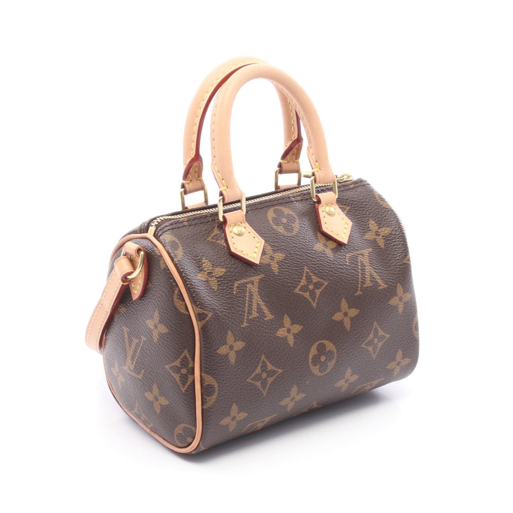 ナノスピーディ モノグラム ショルダーバッグ PVC レザー ブラウン ルイヴィトン バッグ LOUIS VUITTON