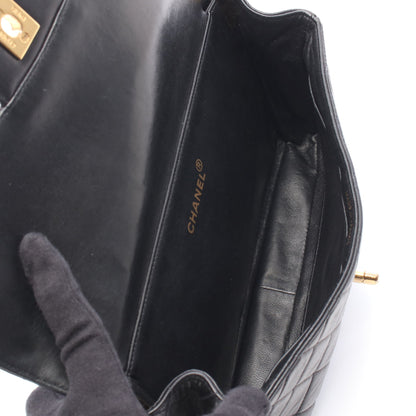 マトラッセ ダブルフェイス ショルダーバッグ ハンドバッグ ラムスキン ブラック ゴールド金具 シャネル バッグ CHANEL