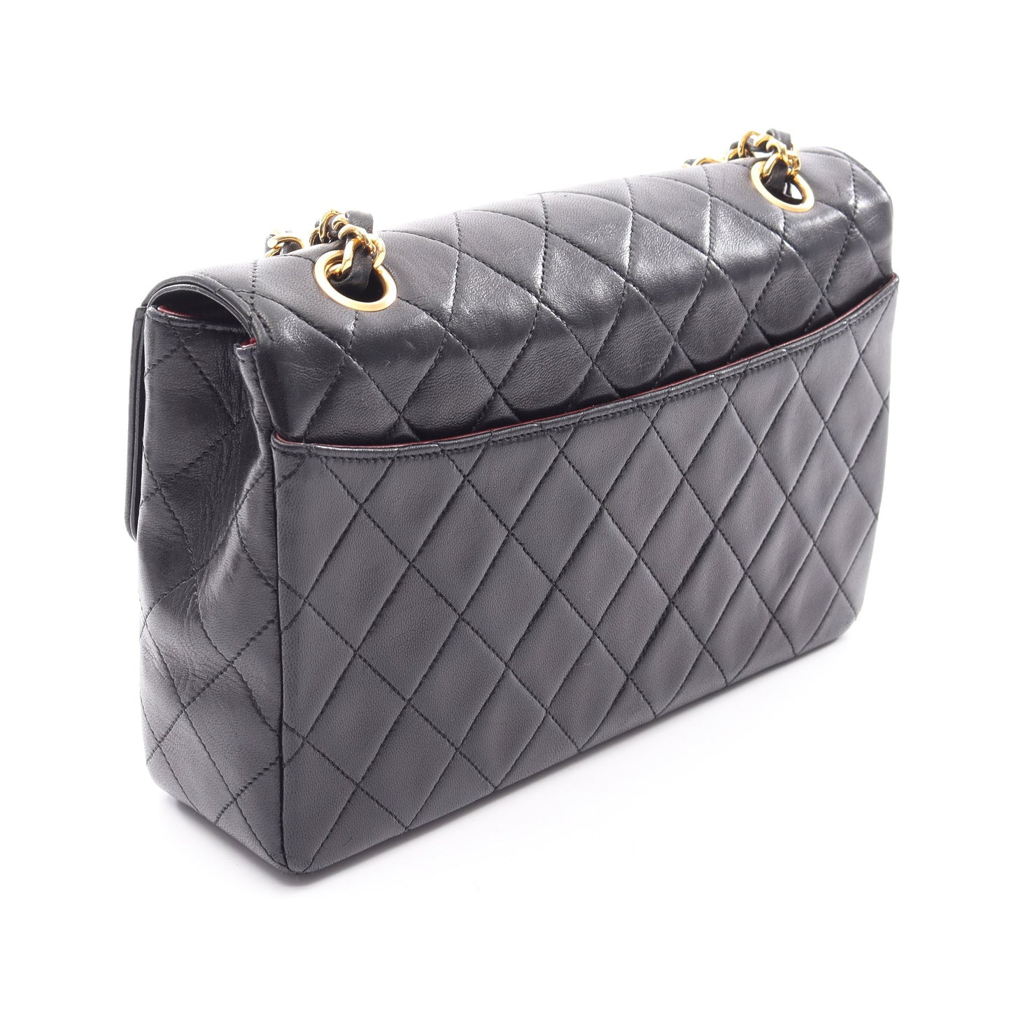マトラッセ チェーンショルダーバッグ ラムスキン ブラック ゴールド金具 シャネル バッグ CHANEL