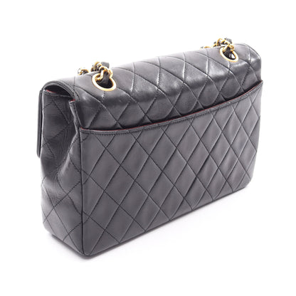マトラッセ チェーンショルダーバッグ ラムスキン ブラック ゴールド金具 シャネル バッグ CHANEL