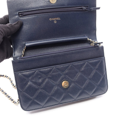 CHANEL19 チェーンウォレット ソフトキャビアスキン ネイビー ゴールド金具 シャネル バッグ CHANEL