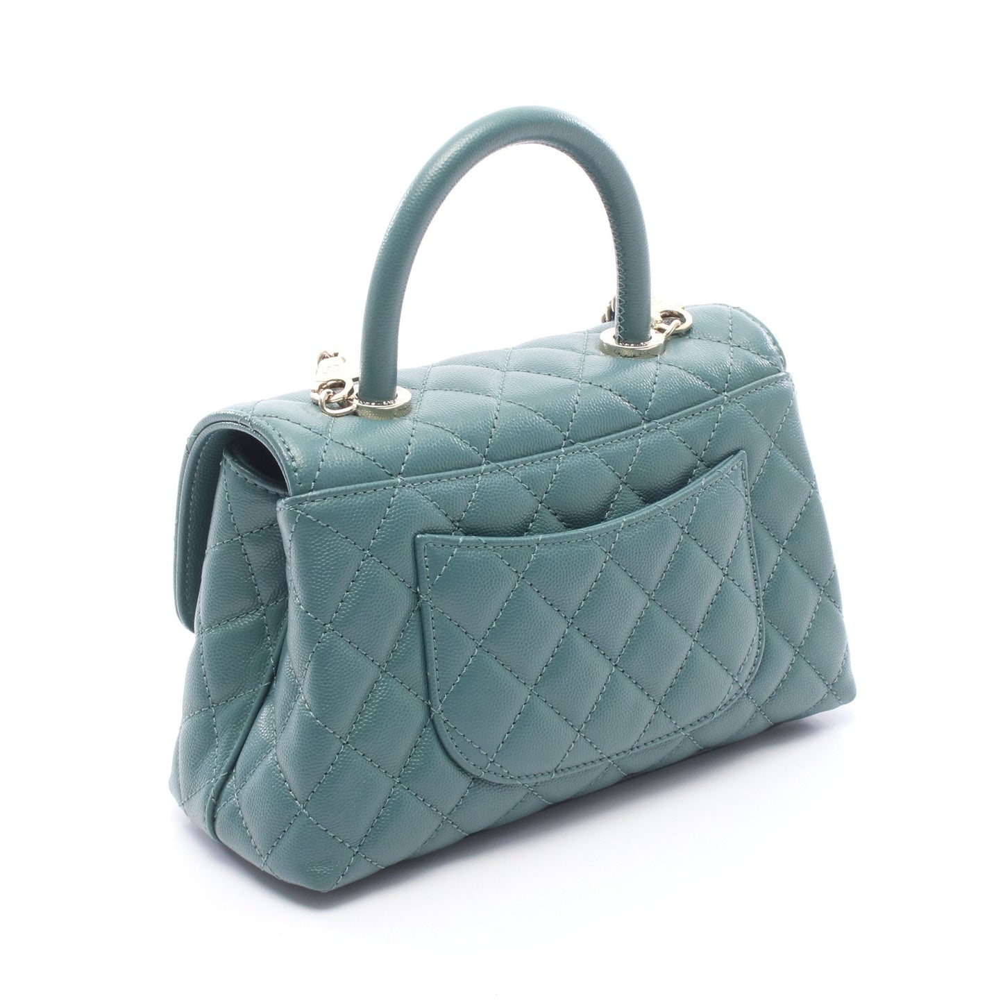 ココハンドル フラップ マトラッセ 2WAY ハンドバッグ キャビアスキン グリーン ゴールド金具 シャネル バッグ CHANEL