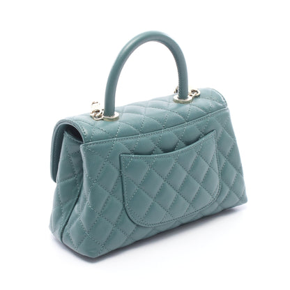 ココハンドル フラップ マトラッセ 2WAY ハンドバッグ キャビアスキン グリーン ゴールド金具 シャネル バッグ CHANEL