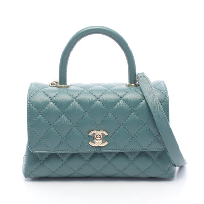 ココハンドル フラップ マトラッセ 2WAY ハンドバッグ キャビアスキン グリーン ゴールド金具 シャネル バッグ CHANEL