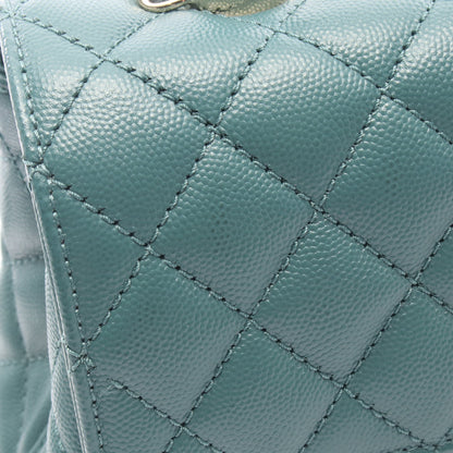ココハンドル フラップ マトラッセ 2WAY ハンドバッグ キャビアスキン グリーン ゴールド金具 シャネル バッグ CHANEL