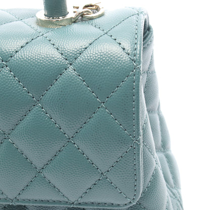 ココハンドル フラップ マトラッセ 2WAY ハンドバッグ キャビアスキン グリーン ゴールド金具 シャネル バッグ CHANEL