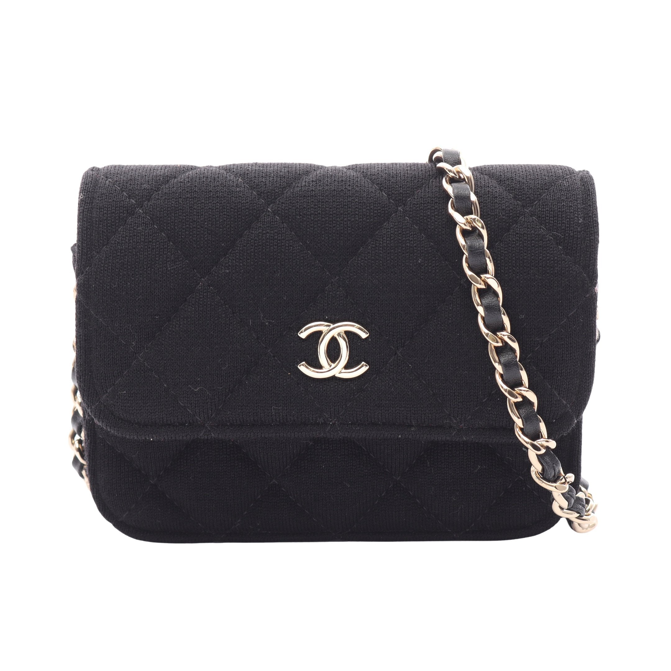 CHANEL　シャネル ミニマトラッセチェーンショルダー コットン ブラック ミニミニマトラッセ チェーンショルダーバッグ コットン ブラック