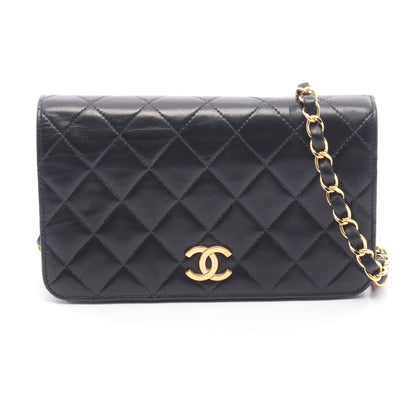 ミニマトラッセ フルフラップ チェーンショルダーバッグ ラムスキン ブラック ゴールド金具 シャネル バッグ CHANEL