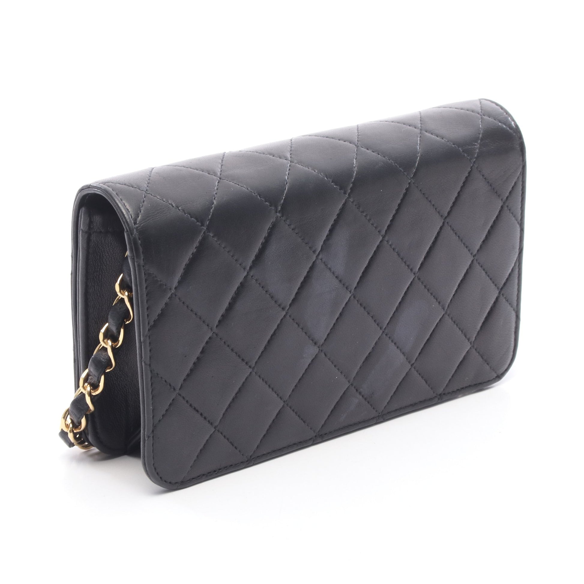 ミニマトラッセ フルフラップ チェーンショルダーバッグ ラムスキン ブラック ゴールド金具 シャネル バッグ CHANEL