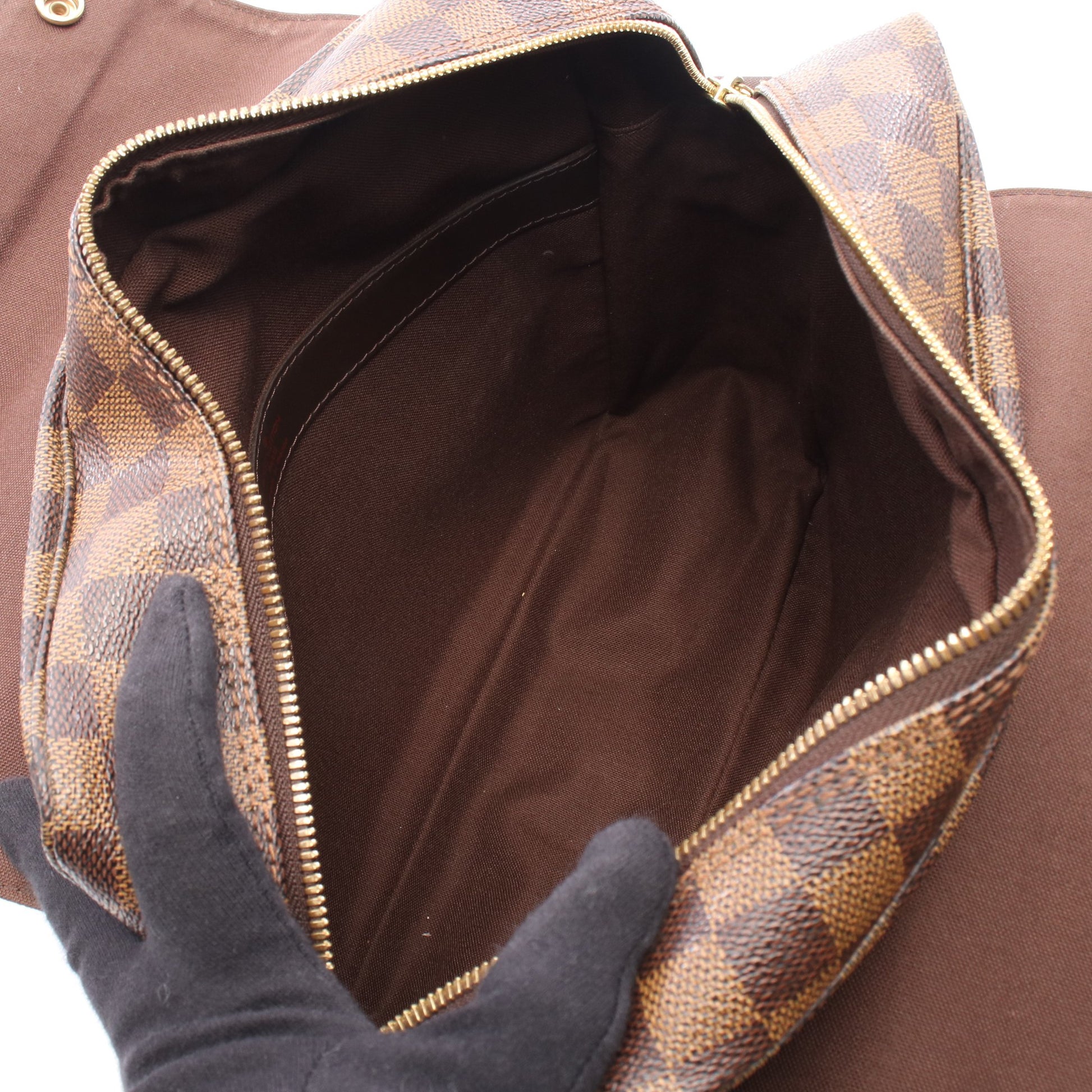 ナヴィグリオ ダミエエベヌ ショルダーバッグ PVC レザー ブラウン ルイヴィトン バッグ LOUIS VUITTON