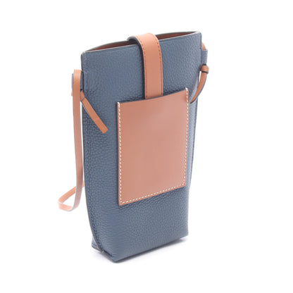 ゲート ポケット ショルダーバッグ レザー ブルーグレー ブラウン ロエベ バッグ LOEWE