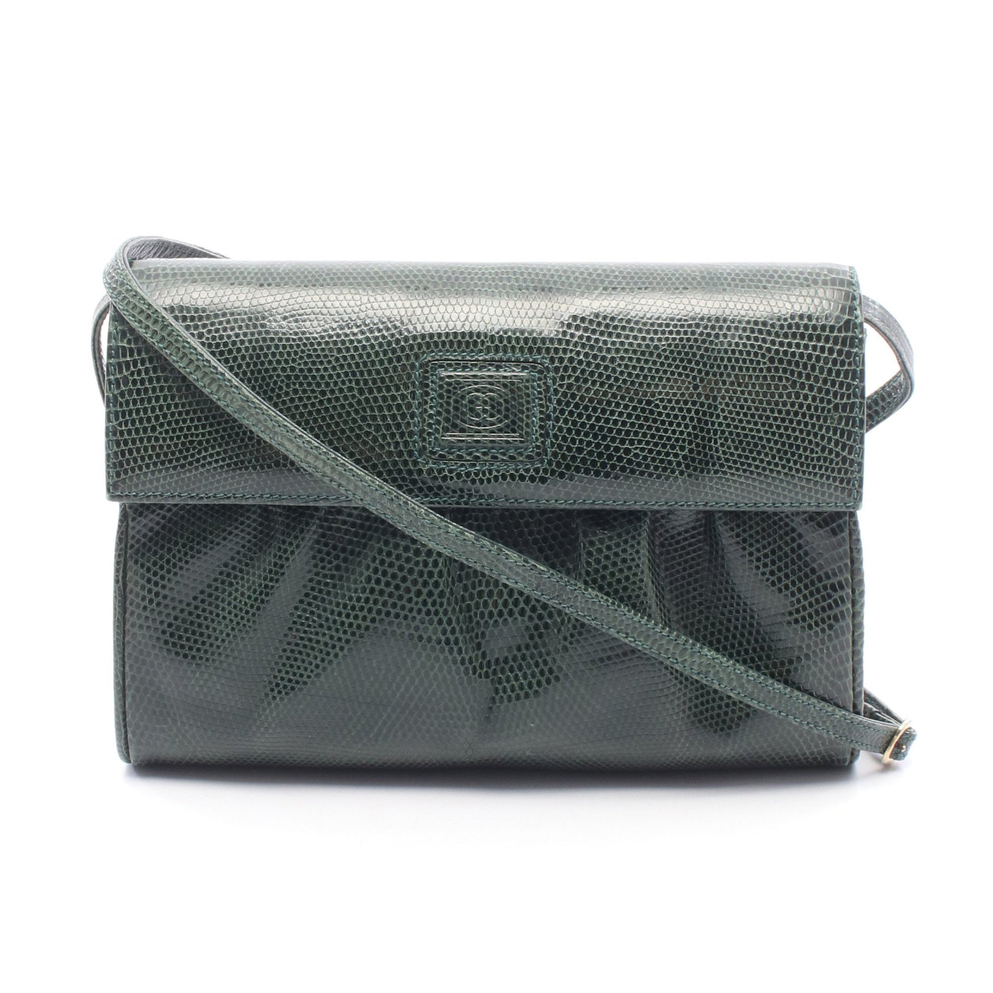オールドグッチ ショルダーバッグ リザード ダークグリーン グッチ バッグ GUCCI