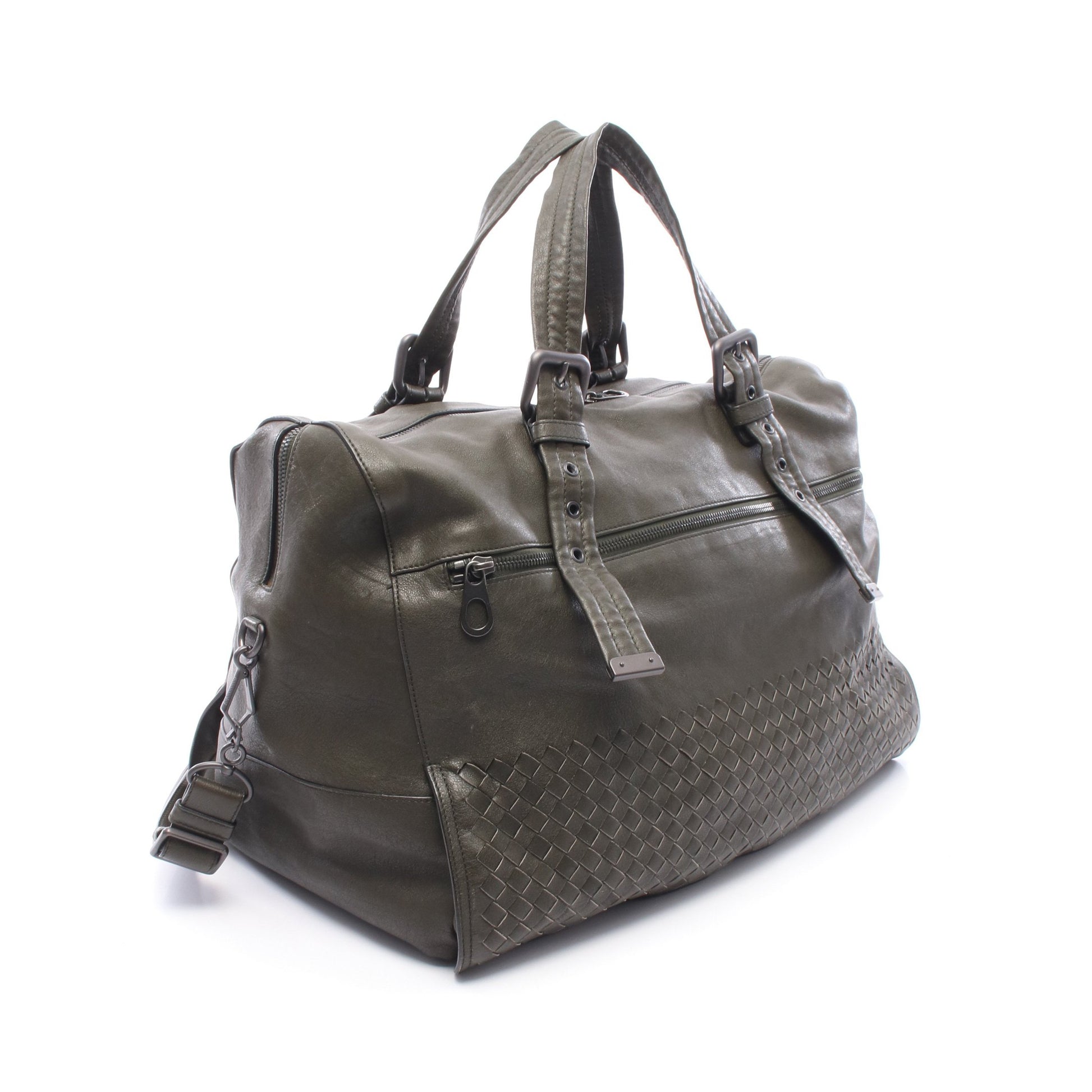 イントレチャート 2WAY ボストンバッグ レザー カーキグリーン ボッテガヴェネタ バッグ BOTTEGA VENETA