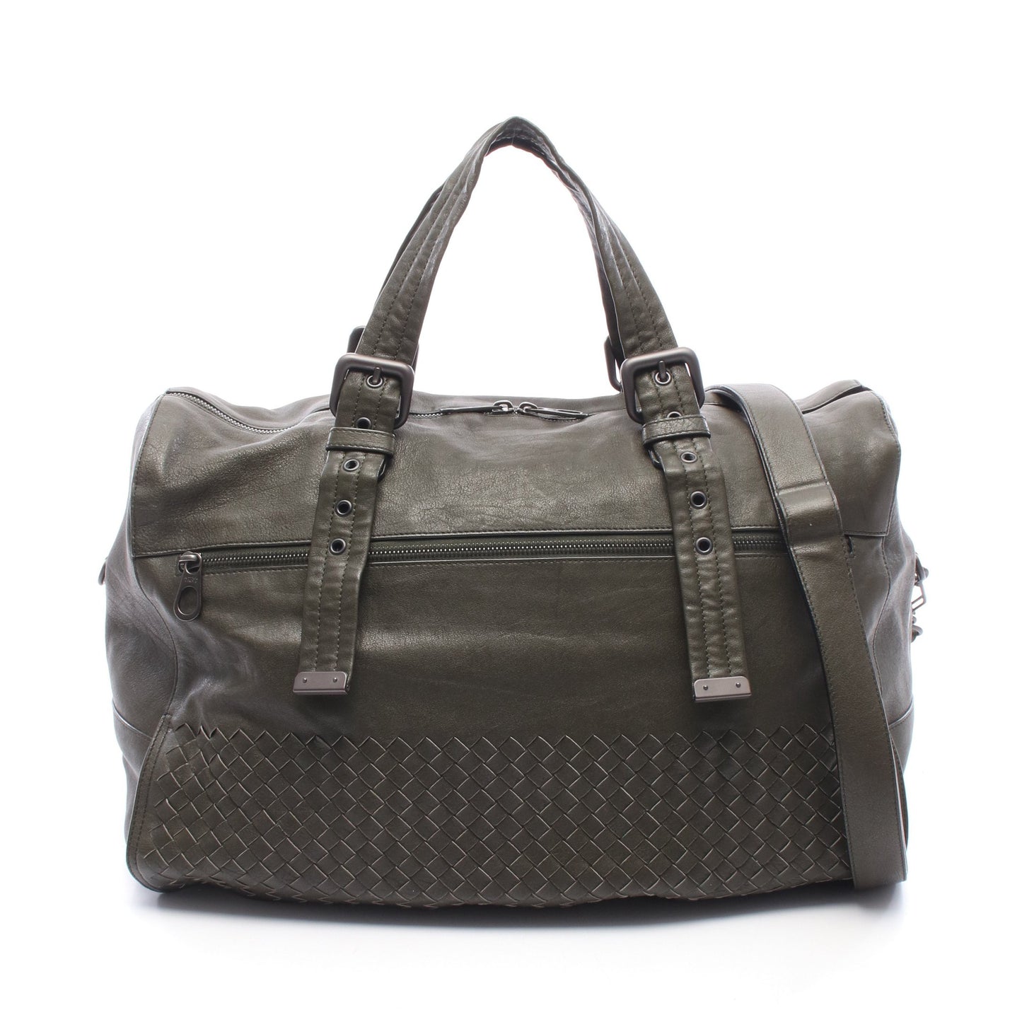 イントレチャート 2WAY ボストンバッグ レザー カーキグリーン ボッテガヴェネタ バッグ BOTTEGA VENETA