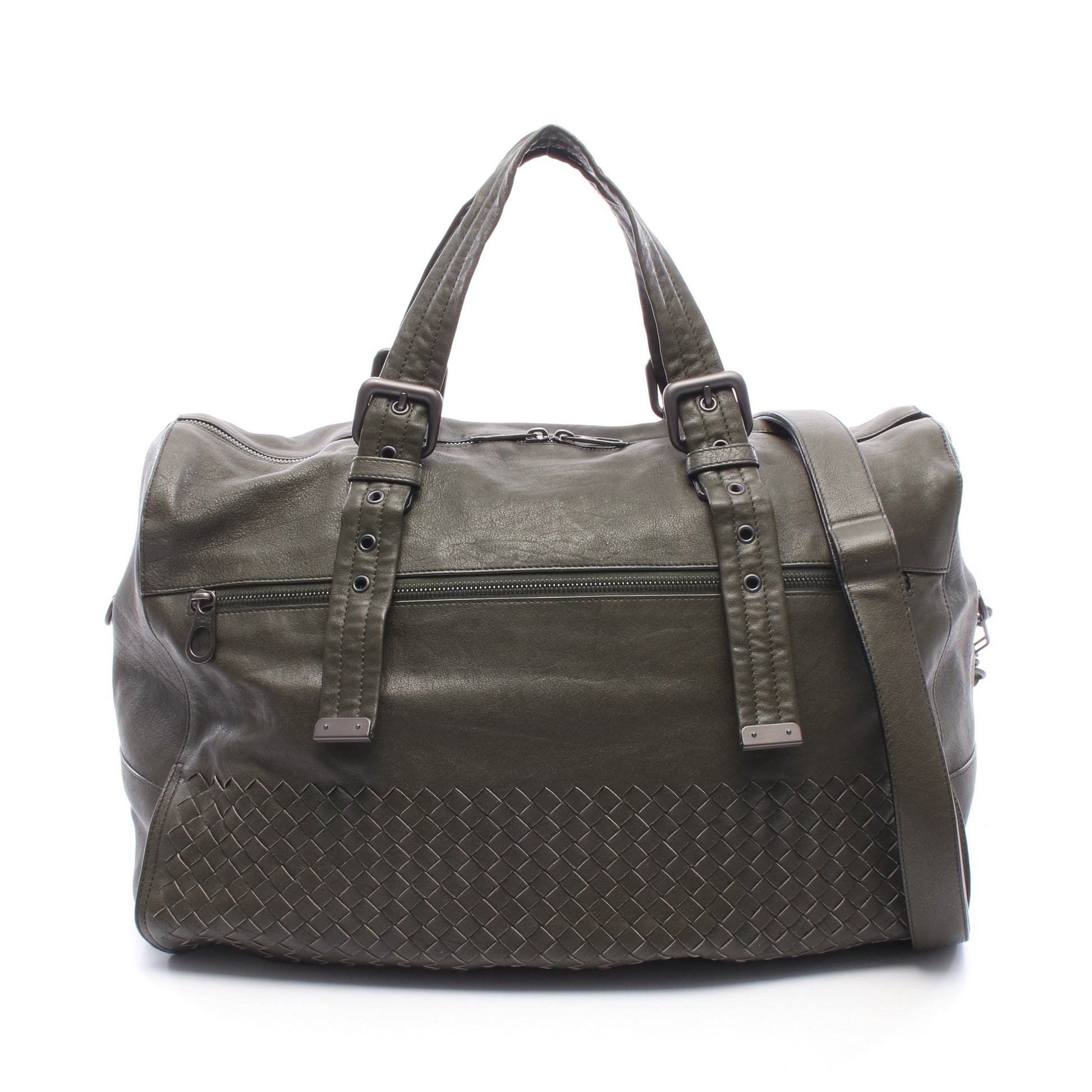 イントレチャート 2WAY ボストンバッグ レザー カーキグリーン ボッテガヴェネタ バッグ BOTTEGA VENETA