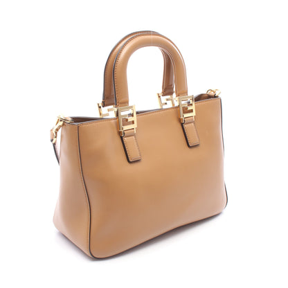 FFトートバッグ スモール 2WAY ハンドバッグ レザー ライトブラウン フェンディ バッグ FENDI