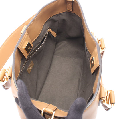 FFトートバッグ スモール 2WAY ハンドバッグ レザー ライトブラウン フェンディ バッグ FENDI