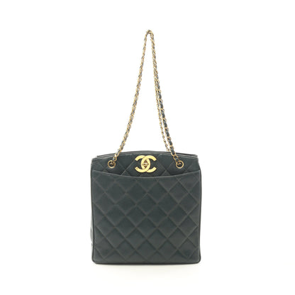マトラッセ チェーンショルダーバッグ キャビアスキン ダークグリーン ゴールド金具 シャネル バッグ CHANEL